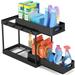 RuiKe Under Sink Organizer 2-Tier Sliding Storage Drawer With Sliding Pull-Out Drawer Large Capacity Under Kitchen Sink Storage With 4 Hooks For Kitchen Bathroom Pantry