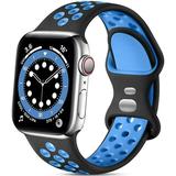 Compatible for Apple Watch Band 44mm 42mm 45mm 41mm 40mm 38mm Soft Silicone Strap Breathable Replacement Sport Bands for Apple Watch SE Series 7 6 5 4 3 2 1 Men Women -black-blue