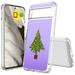 TalkingCase Hybrid Phone Cover Compatible for Google Pixel 8 Xmas Tree Print w/ Glass Screen Protector Acrylic Back Raised Edges Print in USA