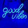Good Vibes Neon Sign Holihoos LED Neon Lights for Wall Decor USB Powered Neon Night Lights with On/Off Switch for Bedroom Kids Room Bar Wedding Party Festival Christmas Birthday Gift(Blue)
