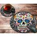 Round Mouse Pad and Coasters Set Sugar Skull Mousepad Non-Slip Rubber Round Mouse Pad Customized Mouse Mat for Working and Gaming
