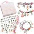 64pcs DIY Charm Bracelet Gift Box Jewelry Making Kit with Beads Charms Pendants