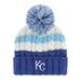 Women's '47 White/Royal Kansas City Royals Ashfield Cuffed Knit Hat with Pom