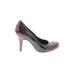 L.K. Bennett Heels: Slip On Stilleto Cocktail Burgundy Solid Shoes - Women's Size 37 - Round Toe