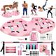 LALAHIGH Push Up Board, Tragbare Home Workout Equipment für Frauen & Männer, 30 in 1 Home Gym System mit Pilates Bar, Resistance Band, Booty Bands, Push up Ständer für Body Shaping - Pink Serie