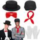 Suhine 5 Pcs Halloween Chimney Sweep Costume and Nanny Costume Accessory Kit, Includes Newsboy Hat Neck Tie Straw Hat Gloves and Bowtie for Men Women Halloween Party Cosplay