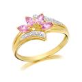 F.Hinds 9ct Yellow Gold Diamond And Pink Sapphire Ring EXCLUSIVE Marquise Women - O