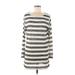 La Blanca Casual Dress - Mini Scoop Neck Long sleeves: Black Stripes Dresses - Women's Size Medium