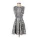 Banana Republic Factory Store Casual Dress - A-Line: Gray Print Dresses - Women's Size 00 Petite