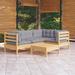 Latitude Run® Kymel 25" Long Pine Slat Seat w/ Cushions Wood/Solid Wood in Brown/Green | 24.6 H x 25 W x 25 D in | Outdoor Furniture | Wayfair