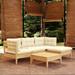 Latitude Run® Kysun 25" Long Pine Slat Seat w/ Cushions Wood/Solid Wood in Brown | 24.6 H x 25 W x 25 D in | Outdoor Furniture | Wayfair