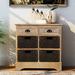 Winston Porter Accent Cabinet w/ 4 Rattan Basket, Rustic Style Cabinet, Living Room Storage Cabinet Wood in Brown | Wayfair