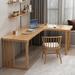 Hokku Designs Khalie 2 Piece Solid Wood L-Shaped Desk & Chair Set Office Set w/ Chair Wood in Brown/Green | 29.53 H x 47.24 W x 31.5 D in | Wayfair