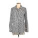 Calvin Klein Long Sleeve Button Down Shirt: Gray Tops - Women's Size Medium