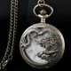 Montre de Poche à Quartz à Motif de Dragon à Demi-Creux Chiffres Romains Collier Pendentif