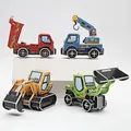 3D Cartoon Engineering Vehicle Cardboard Jigsaw Puzzle Excavator Truck Crane Paper Model for Kids