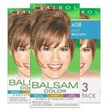 Clairol Balsam Permanent Hair Dye 608 Light Brown Hair Color Pack of 3