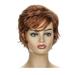 Slanted Bangs Bouffant Wig Beautiful Short Curly Hair Wig Fashion Straight Hair Cover for Woman Girl Lady (Brown)