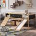 Twin Size Loft Bed with 2 Storage Boxes, Multi-Functional Wood Loft Bed with Climbing Frame, Slide & Guardrails, Natural
