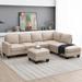 104.3" L-shaped Sectional Sofa,7-seat Linen Fabric Couch Set with Chaise Lounge & Convertible Ottoman for Living Room, Apartment