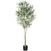 Artificial Olive Tree, 6FT Fake Olive Plant in Pot, Tall Faux Plant,Potted Faux Topiary Silk Tree for Outdoor Home Office Decor