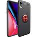 iPhone XR Case 360 Degree Rotation Invisible Metal Ring Kickstand Protective Case Compatible Magnetic Car Mount Soft TPU Case Shockproof Anti-Scratch Ultra-Slim Cover Black+Red