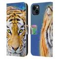 Head Case Designs Officially Licensed Aimee Stewart Animals Tiger Lily Leather Book Wallet Case Cover Compatible with Apple iPhone 15 Plus