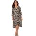 Plus Size Women's Easy Faux Wrap Dress by Catherines in Chai Latte Zebra (Size 2XWP)