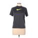 Nike Active T-Shirt: Gray Solid Activewear - Women's Size Large