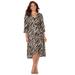 Plus Size Women's Easy Faux Wrap Dress by Catherines in Chai Latte Zebra (Size 1XWP)