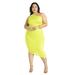 Plus Size Women's Ruched One Shoulder Dress by ELOQUII in Acid Lime (Size 28)