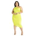 Plus Size Women's Ruched One Shoulder Dress by ELOQUII in Acid Lime (Size 26)