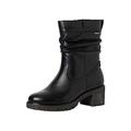 Tamaris COMFORT Damen Stiefeletten mit Absatz aus Leder Warm Gefüttert mit Reißverschluss Comfort Fit, Schwarz (Black Nappa), 36 EU