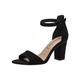 Tamaris Damen Sandalen mit Absatz Textil Vegan Blockabsatz Sommer; BLACK/schwarz; 39