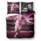 GRZYBY Football Bed Linen, Football Teenager Bedding Sets, Boys Duvet Covers Set, Microfibre Miami Bed Linen, Football Pink Bed Linen with Zip and 2 Pillowcases (Pink 1, 135 x 200 / 80 x 80 x 2)