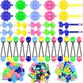 100 Pcs Self Hinge Hair Barrettes for Girls, Hair Knockers for Girls, Plastic Hair Barrettes Baby Girl Barrettes 80s 90s Flower Bow Cartoon Design Hair Pins for Baby Girls Toddlers (Cute)