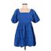 Influence Casual Dress - A-Line: Blue Print Dresses - Women's Size 6