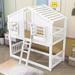 Harper Orchard Jemison Twin over Twin Wood House Bunk Bed w/ Roof, Ladder & Window in White | 87 H x 42 W x 82 D in | Wayfair