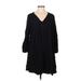 Old Navy Casual Dress - Shirtdress V-Neck 3/4 Sleeve: Black Dresses - Women's Size Medium