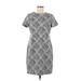 Calvin Klein Casual Dress - Sheath Crew Neck Short sleeves: Gray Plaid Dresses - Women's Size 8