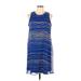 Tommy Hilfiger Casual Dress - Shift Crew Neck Sleeveless: Blue Stripes Dresses - Women's Size 10
