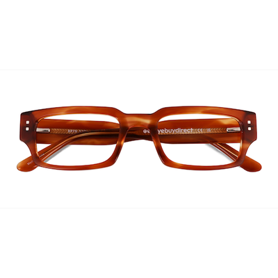 Unisex s rectangle Striped Brown Acetate,Eco Friendly Prescription eyeglasses - Eyebuydirect s Bryn