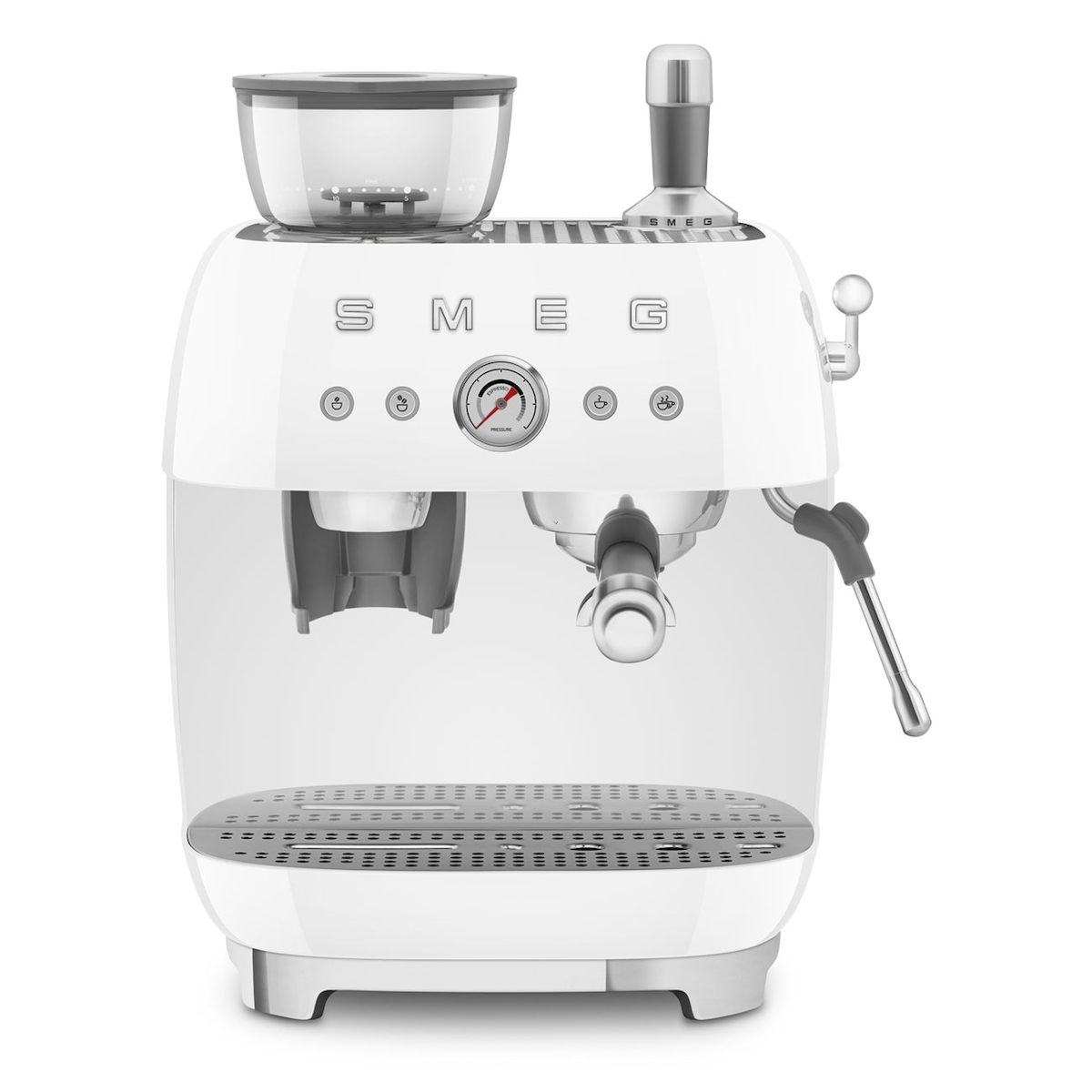 SMEG Manuelle Espresso-Kaffeemaschine mit Kaffeemühle Weiß Image