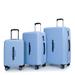 Light Blue 3 Piece Set Lightweight Suitcase for Long Travel, Hardside Carry On Luggage w/ 2 Hooks and 360° Double spinner wheels