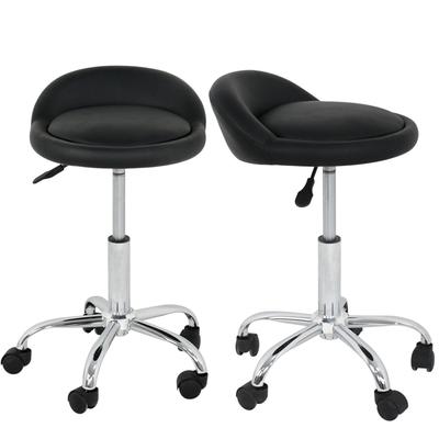 Salon Stool With Back Rest Saddle Rolling Hydraulic Spa Stools Set of 2