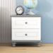 Lovely Wooden Nightstand with 2 Drawers Coffee Side Table with Rounded Top Panel and Legs for Apartments Kids Room, Gray