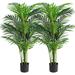 4ft Tall Fake Palm Tree Decor with 12 Trunks Faux Tropical Palm Silk Plant Potted, 2 Pack