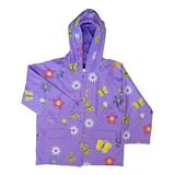 Childrens Lavender Flower Rain Coat - Size 2T