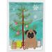 Merry Christmas Tree Pug Brown Flag Canvas House Size