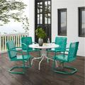 Outdoor Dining Set Turquoise Gloss & White Satin - Dining Table & 4 Chairs - 5 Piece